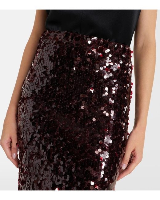 Christopher Esber Black Opaline Sequined Midi Skirt