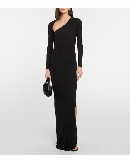 Alex Perry Black Asymmetric Jersey Maxi Dress