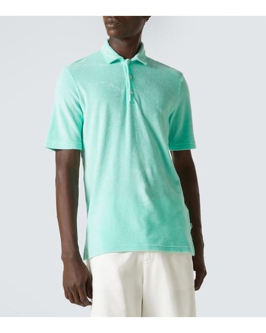 Fedeli Green Cotton Terry Polo Shirt for men