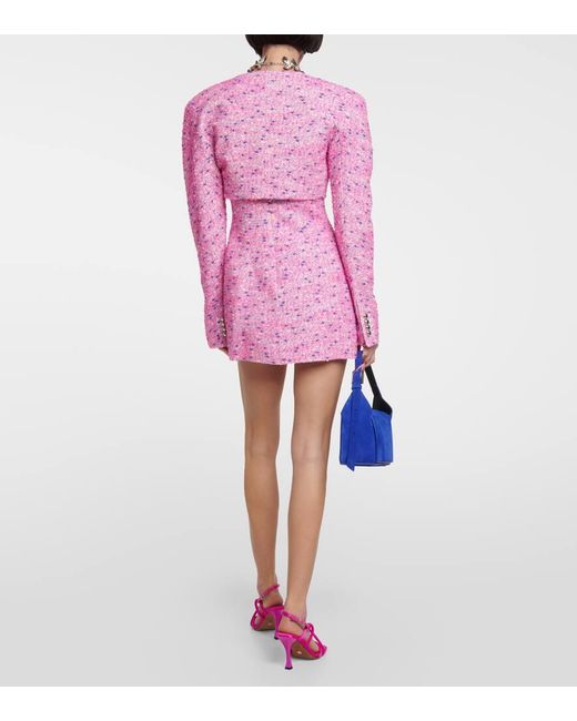 Area Pink Verzierte Cropped-Jacke Aus Boucle