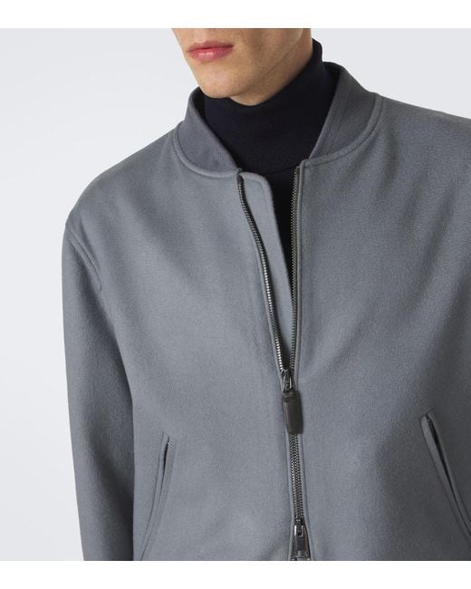 Brioni Gray Wool And Cashmere Bomber Jacket for men