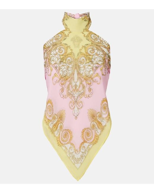 Versace Metallic Printed Georgette Top