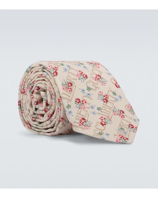 Gucci White Liberty Floral Cotton Tie for men