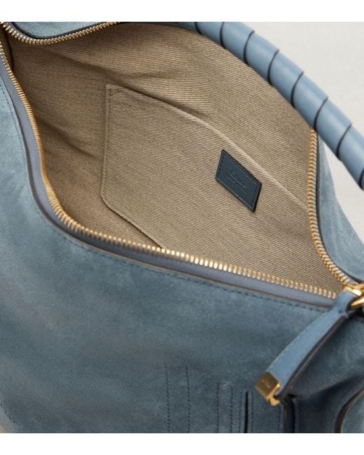 Chloé Blue Marcie Medium Suede Shoulder Bag