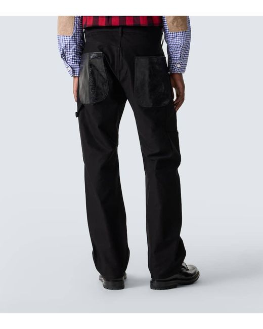 Jeans Regular Con Pelle di Junya Watanabe in Black da Uomo