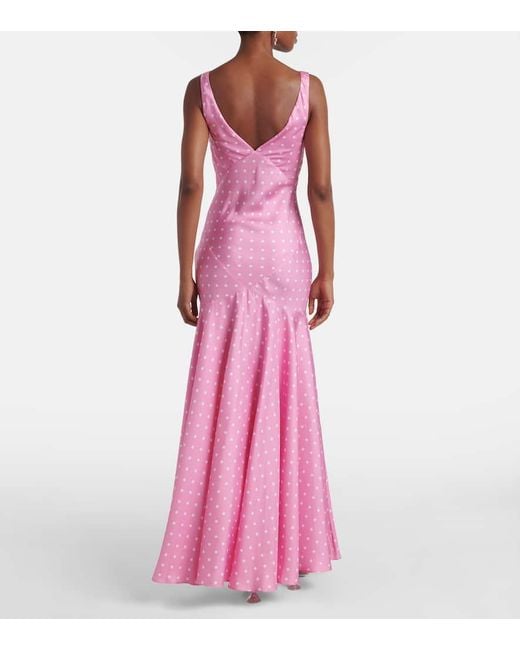 Rodarte Pink Floral-Applique Silk Twill Gown