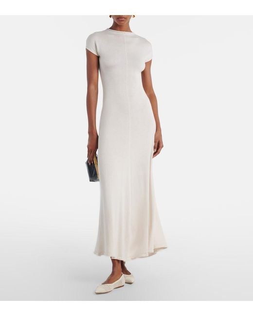 TOVE White Lenore Knitted Wool And Silk Midi Dress