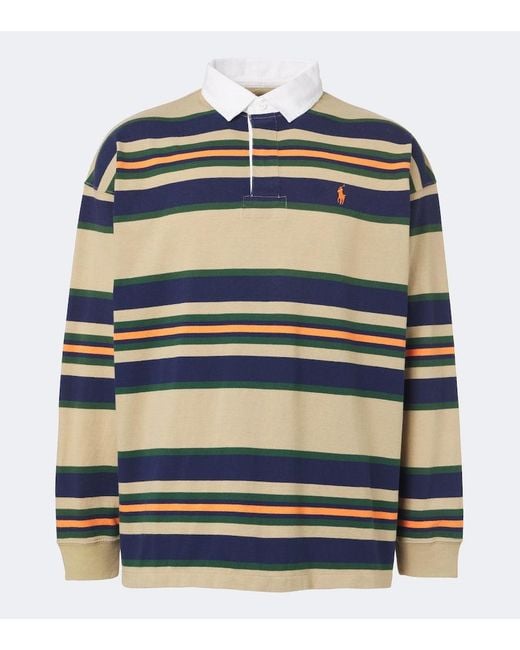 Polo Ralph Lauren Blue Striped Cotton Jersey Polo Sweater for men