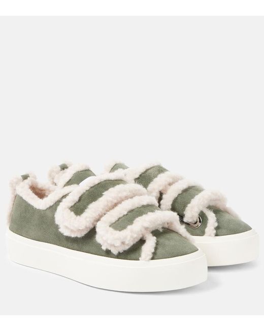 Inuikii Metallic Shearling-Trimmed Suede Sneakers