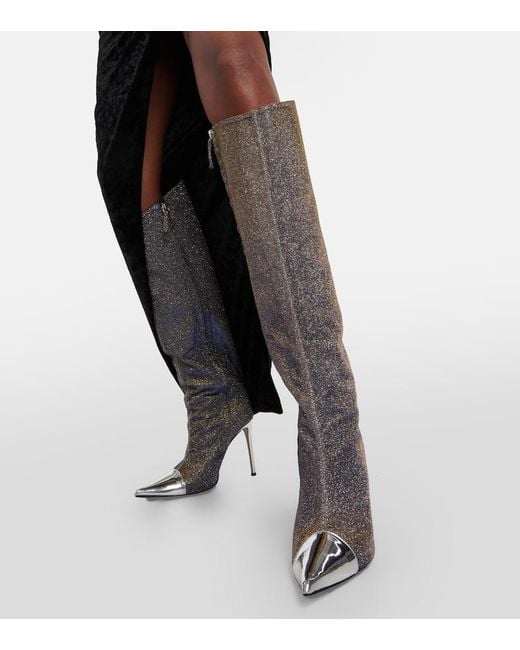 Alexandre Vauthier Gray Metallic Knee-High Boots