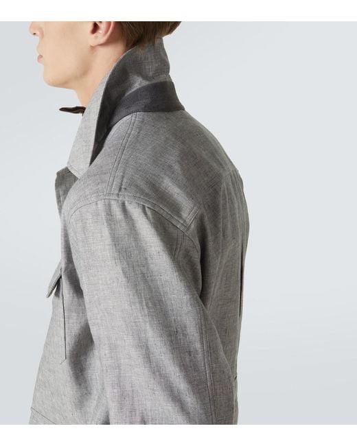 Dunhill Gray Linen Field Jacket for men