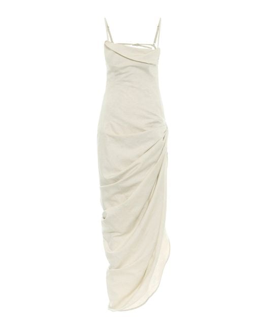 Jacquemus Natural La Robe Saudade Cotton And Linen Dress