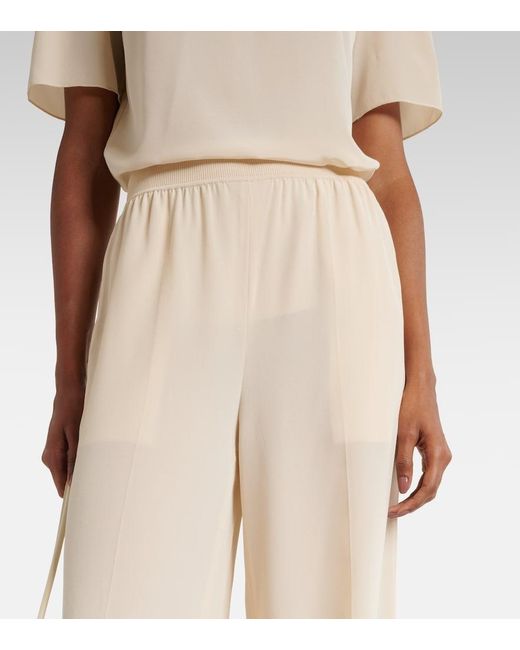 Joseph Natural High-Rise Silk Crepe Wide-Leg Pants