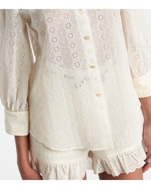 Valentino White Broderie Anglaise Cotton Poplin Shirt