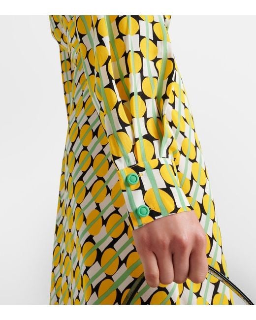 Diane von Furstenberg Yellow Tori Printed Jersey Midi Dress