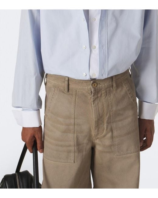 Acne Natural Cotton Twill Wide-Leg Pants for men