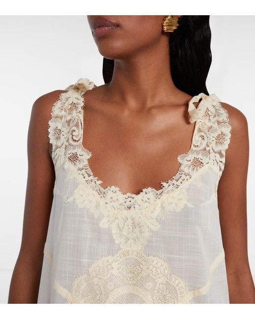 Zimmermann Cascadian Cotton Lace Midi Dress in Natural