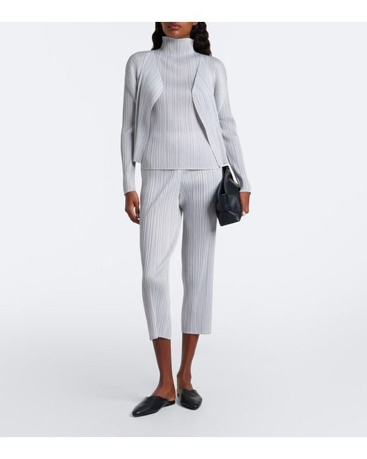 Pleats Please Issey Miyake Gray Basics Pleated Cardigan