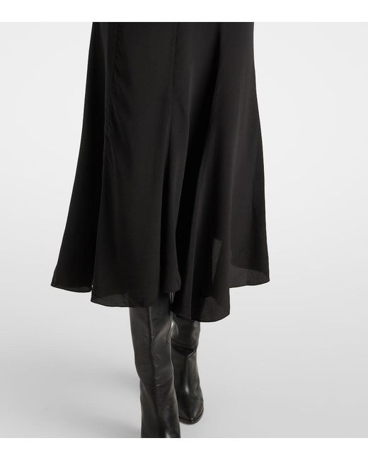 Isabel Marant Black Hortensia Silk Crepe De Chine Midi Skirt