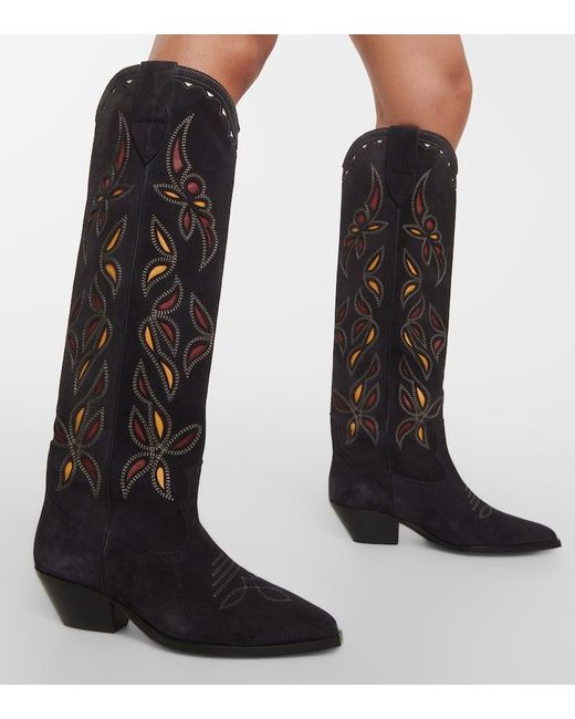 Isabel Marant Black Denvee Suede Knee-high Boots