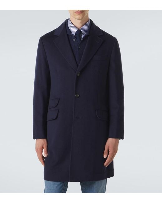 Brunello Cucinelli Blue Virgin Wool Coat for men