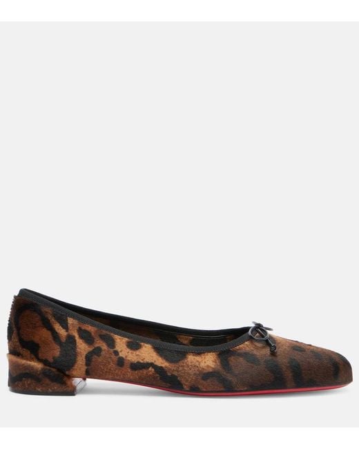 Christian Louboutin Brown Leopard-Print Calf Hair Ballet Flats