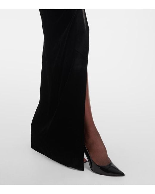 Alessandra Rich Black Lace-Velvet Gown