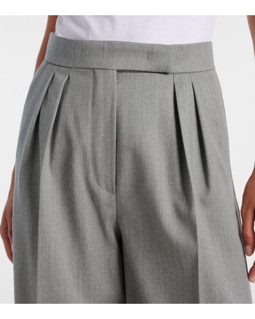 Max Mara Gray Baden Virgin Wool Wide-Leg Pants