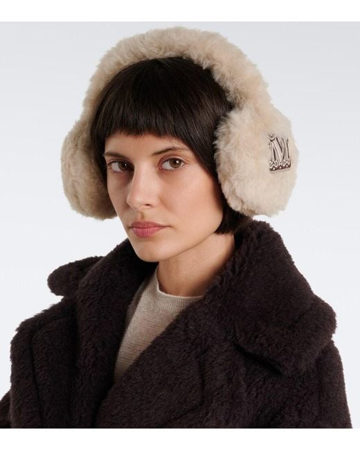 Max Mara White Alpaca, Wool, And Silk Teddy Earmuffs