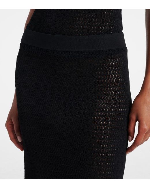 Victoria Beckham Black Pointelle Midi Skirt