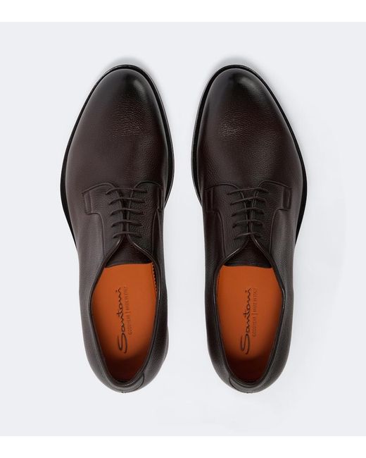 Santoni Brown Ensley Leather Derby Shoes for men