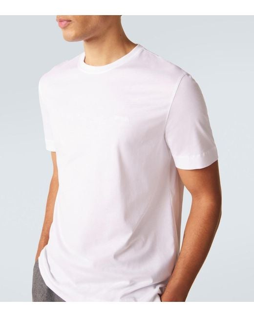 Zegna White Logo Cotton Jersey T-Shirt for men