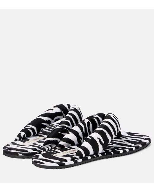 The Attico Black Indie Zebra-Print Thong Sandals