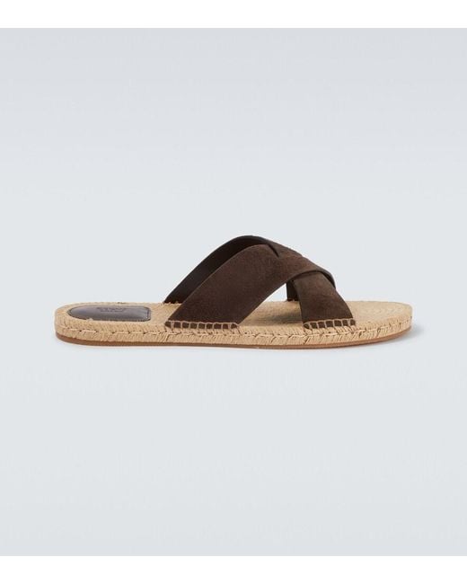 Zegna Brown Suede Espadrille Sandals for men