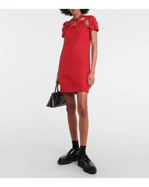 Miniabito in Crepe Couture con fiocco di Valentino in Red