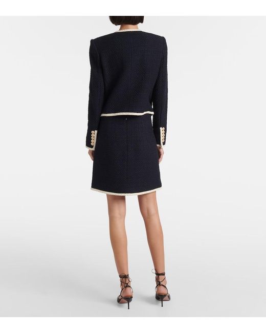 Veronica Beard Blue Roman Cotton-Blend Tweed Miniskirt