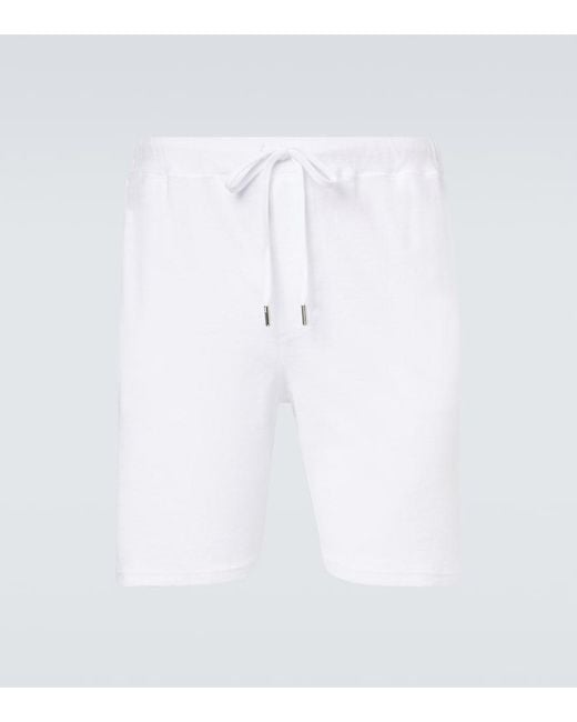 Fedeli White Cotton Terry Shorts for men