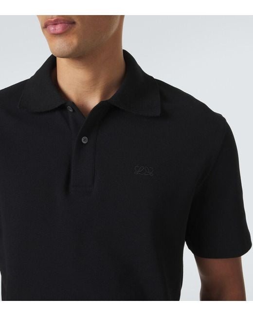 Loewe Black Double L Cotton Pique Polo Shirt for men
