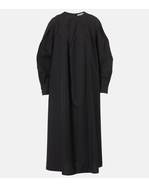 Max Mara Black Liriche Cotton Poplin Midi Dress