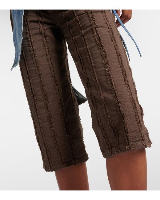 Pantaloni cropped in misto cotone a vita bassa di Blumarine in Brown