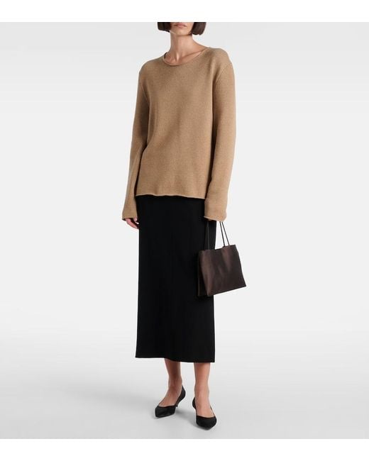 The Row Cecily Satin Shopper in Black | Lyst