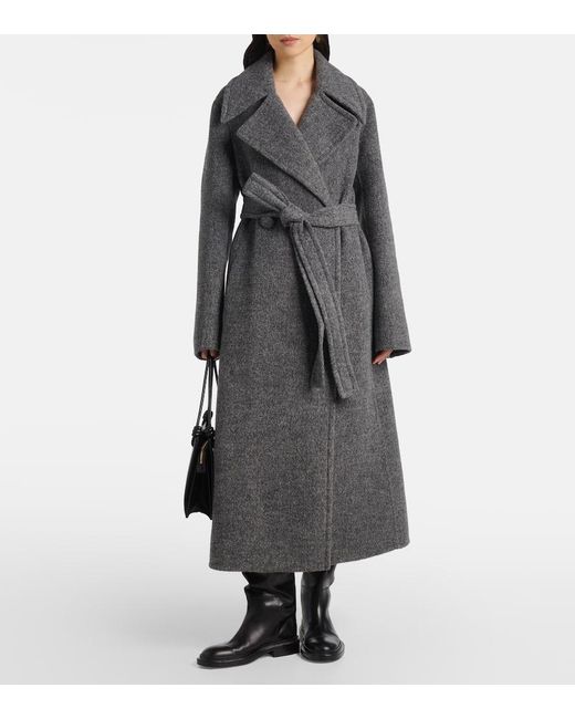 Jil Sander Black Belted Wool-Blend Pile Coat