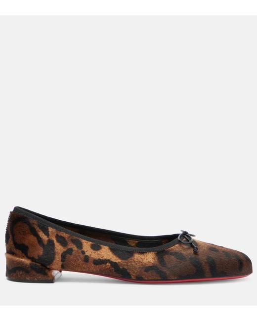 Christian Louboutin Brown Sweetie Jane Calf-Hair Ballet Flats