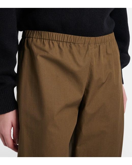 Khaite Brown Roma Cotton Poplin Wide-Leg Pants