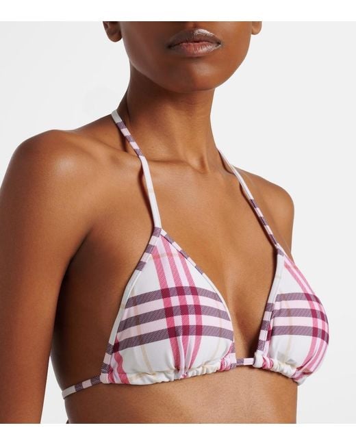 Burberry Red Check Bikini Top
