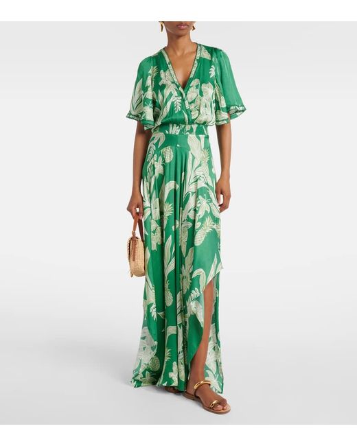 Poupette Green Mabelle Satin Maxi Dress