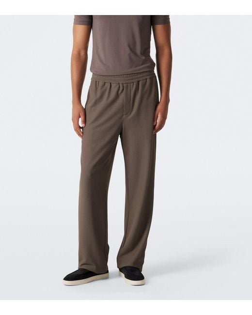 Giorgio Armani Brown Waffle-Knit Straight Pants for men