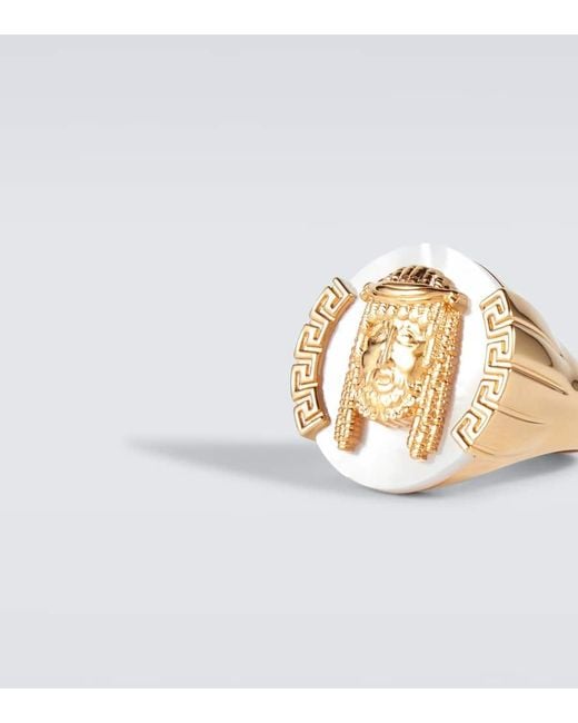 Anello La Maschera Con Sigillo di Versace in White da Uomo
