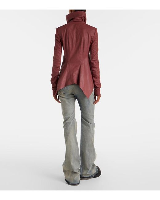 Rick Owens Red Leather Jacket