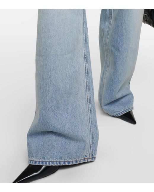 Jeans anchos de tiro medio Balenciaga de color Blue
